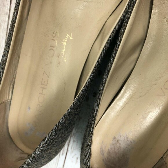 6.5 M Marchez Vous Italy XO Yeardley Paisley Brocade Blue Gray Ballet Flat Shoes - Picture 10 of 12